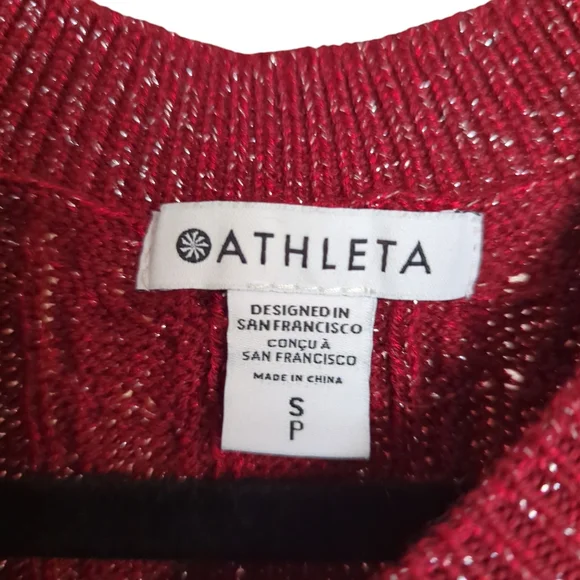 Athletica Women's Crossroads Crewneck Red Metallic Sweater Size Small - Picture 3 of 5